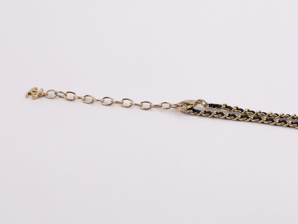 Gold Double C chain with Black beads, hearts and pearls