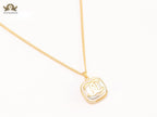 Double C white enamel gold square chain