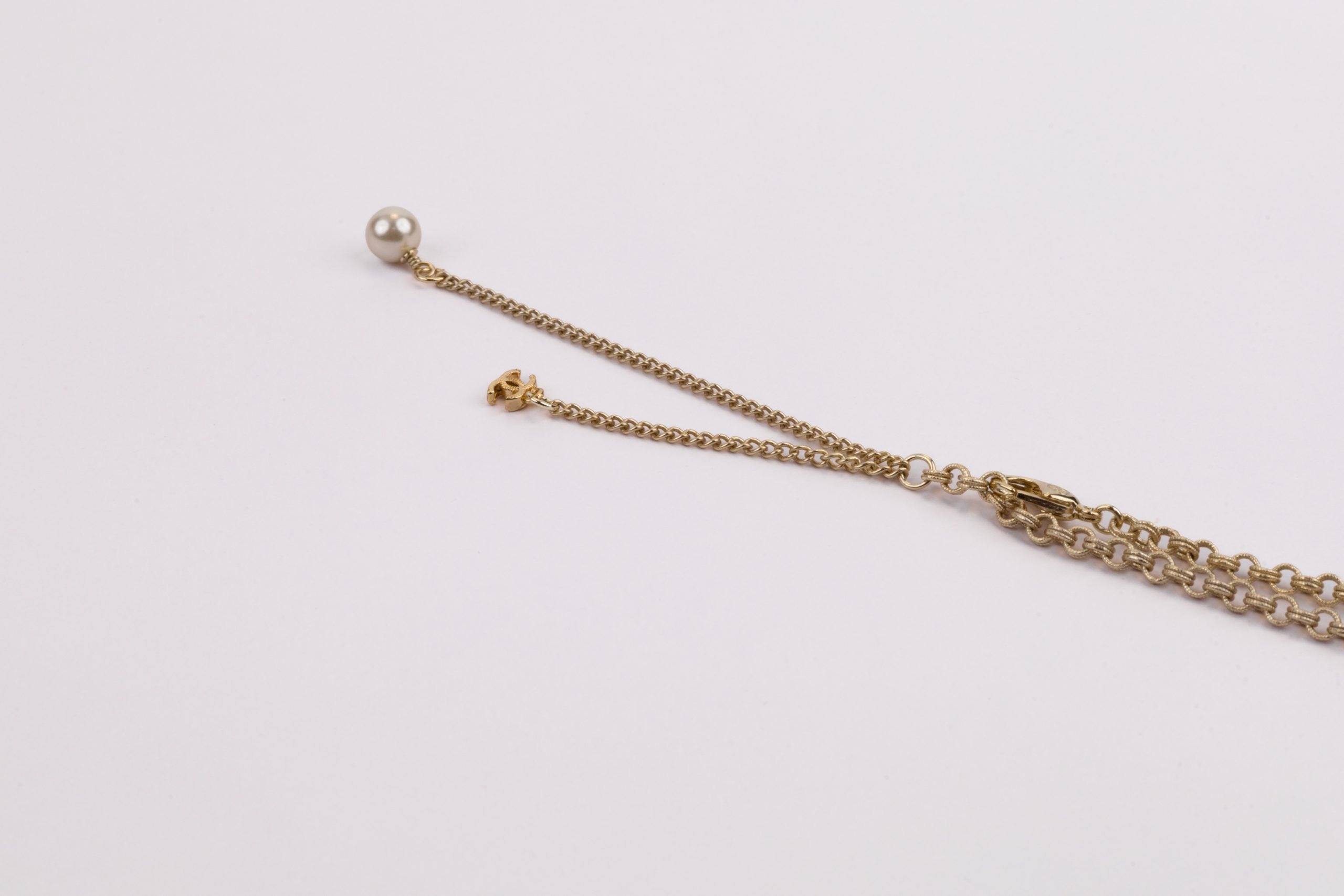 Double layered rustic gold and pear Double C chain