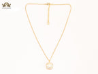 Double C white enamel gold square chain