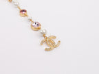 Half Gold and half Pearl Double C chain with mutlicolores stones and CZ