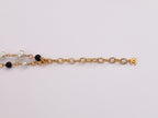 Gold Double C chain with Black beads, hearts and pearls