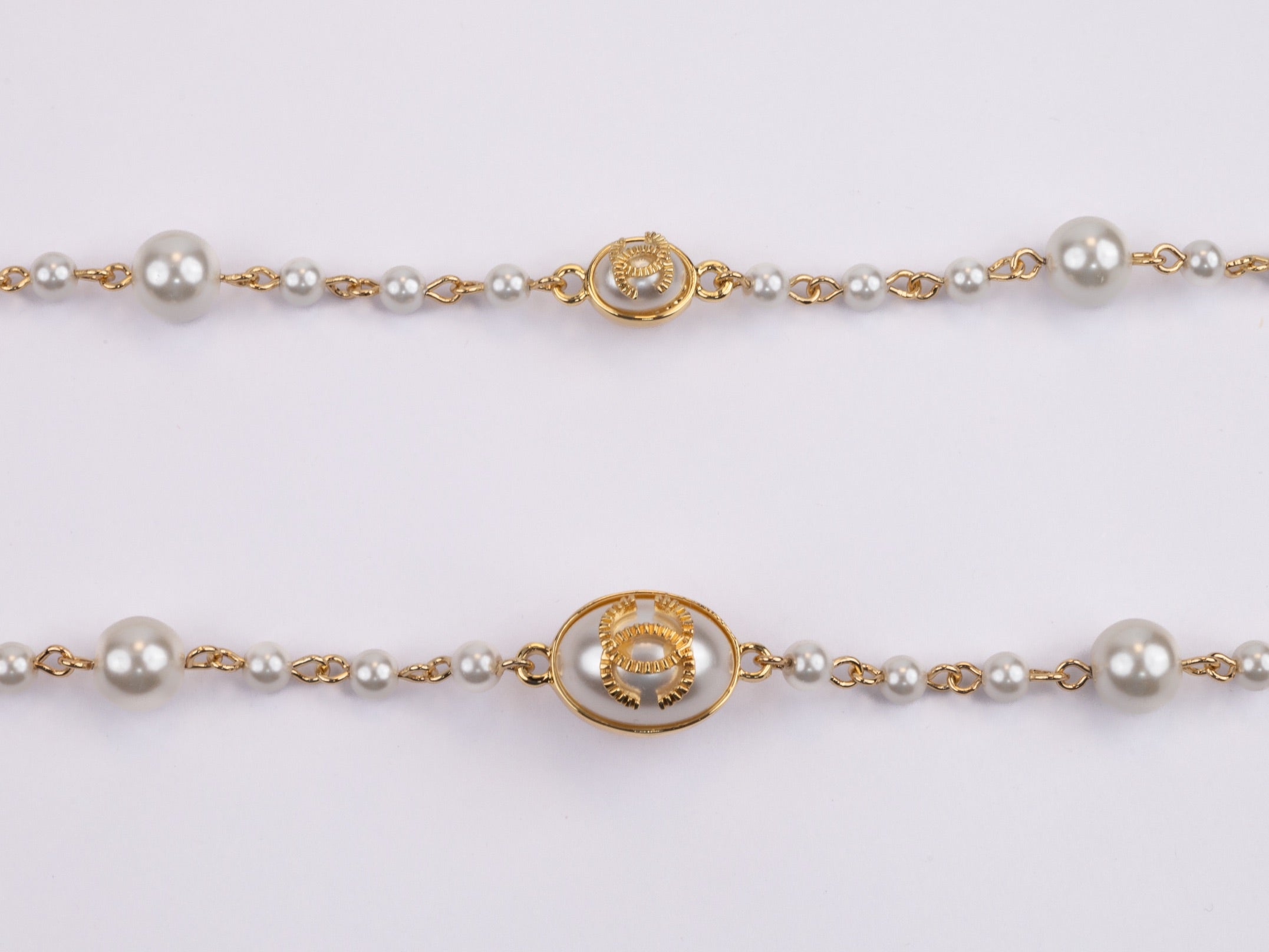 Gold Double C on Pearl chain