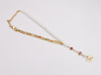 Half Gold and half Pearl Double C chain with mutlicolores stones and CZ