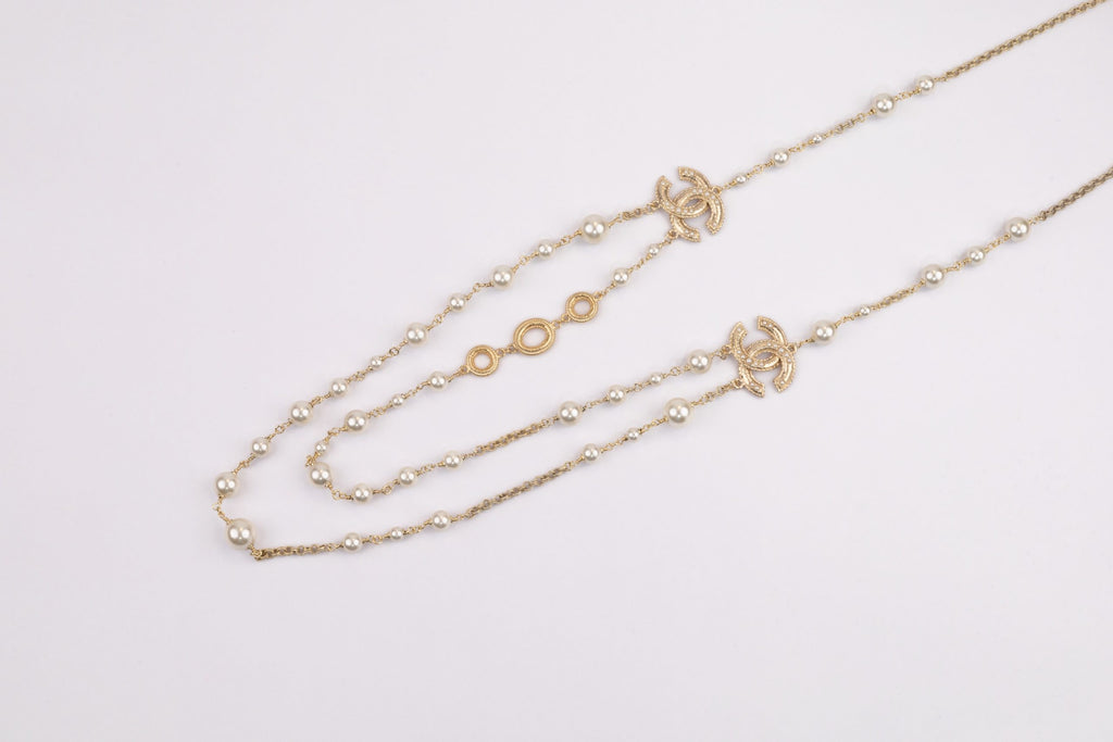 Double layered rustic gold and pear Double C chain