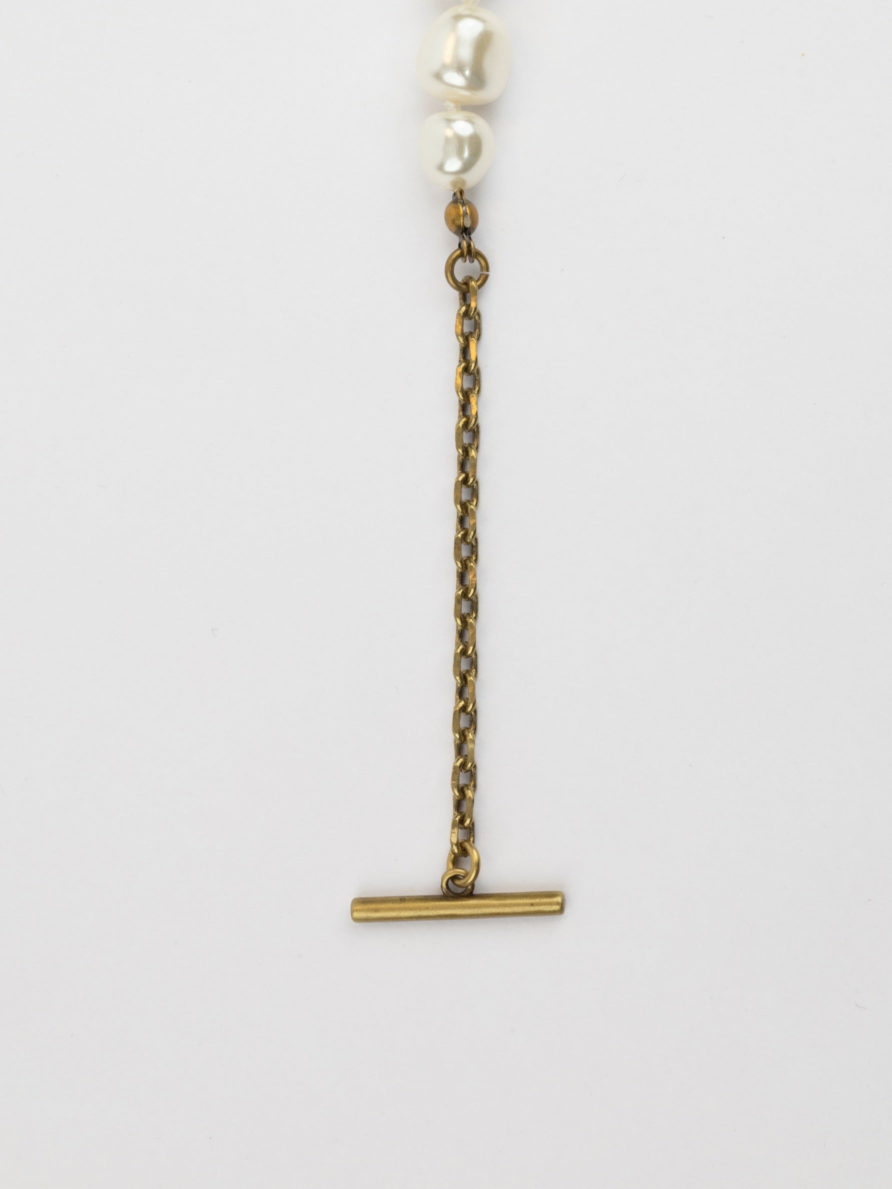 Rustic copper and pearl dragonfly and charms long chain