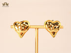 cross twin C stereo heart Clipon Stud earrings
