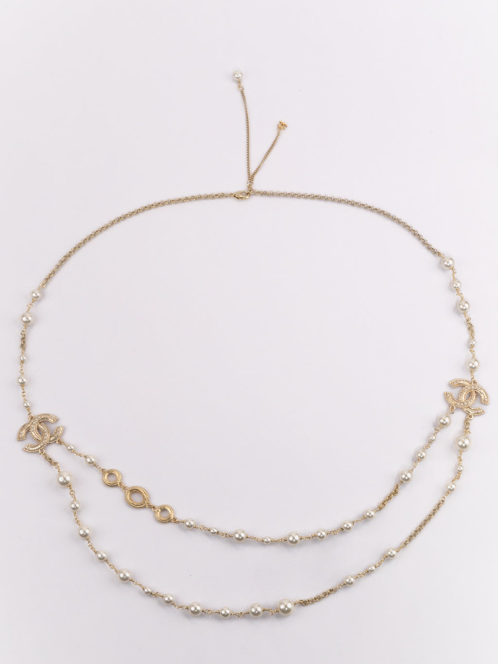 Double layered rustic gold and pear Double C chain