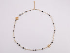 Gold Double C chain with Black beads, hearts and pearls