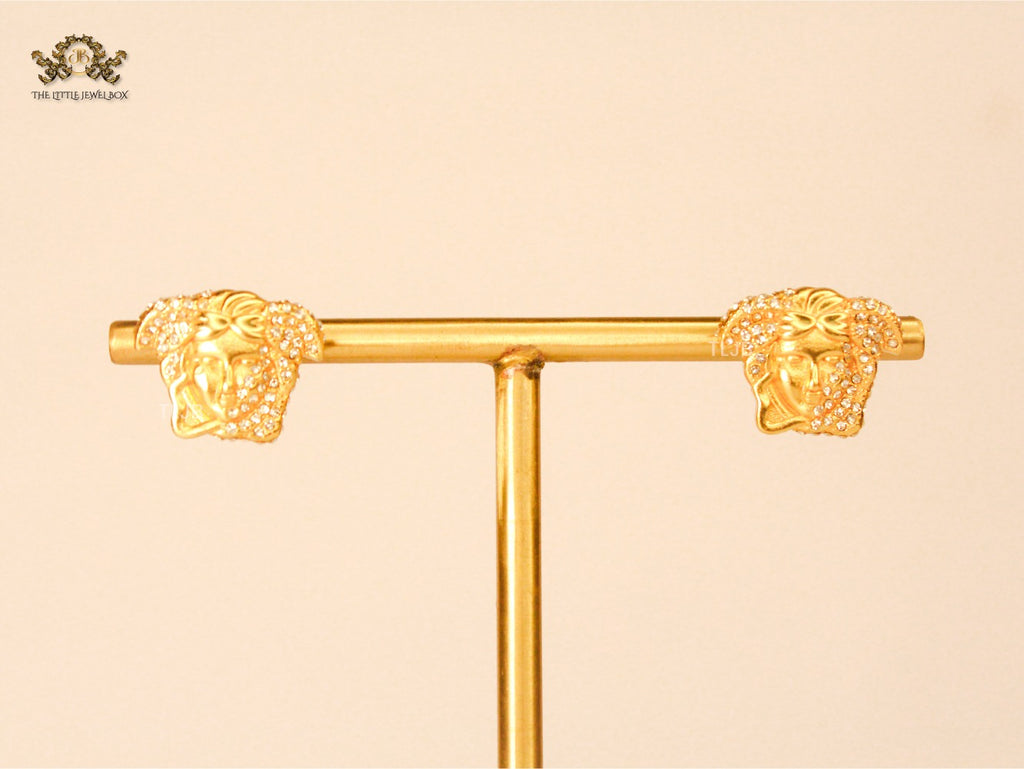 Divine Gold Medusa earrings with cz