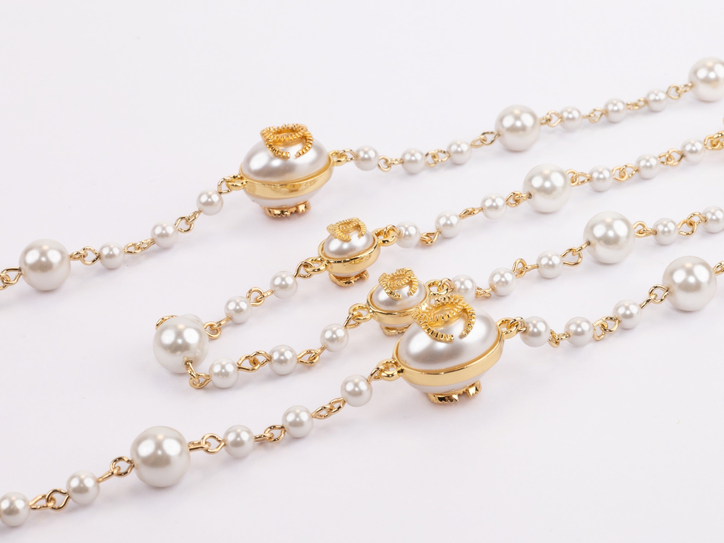 Gold Double C on Pearl chain