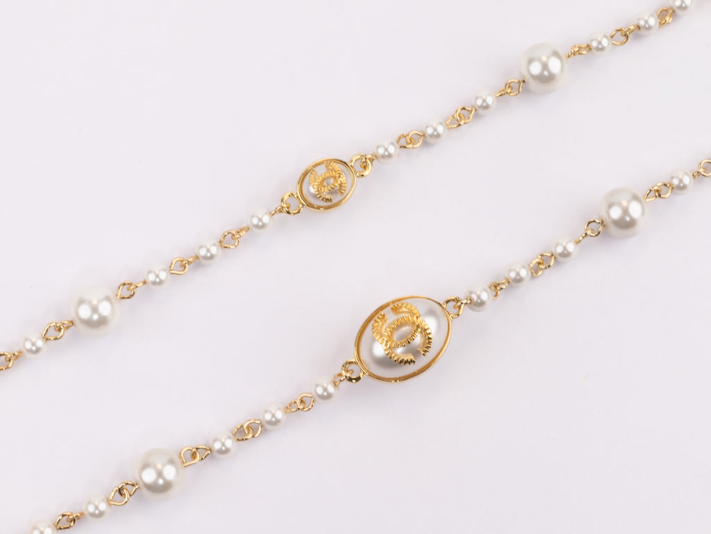Gold Double C on Pearl chain