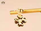 Alphabet CD clover charm gold earrings with pearl