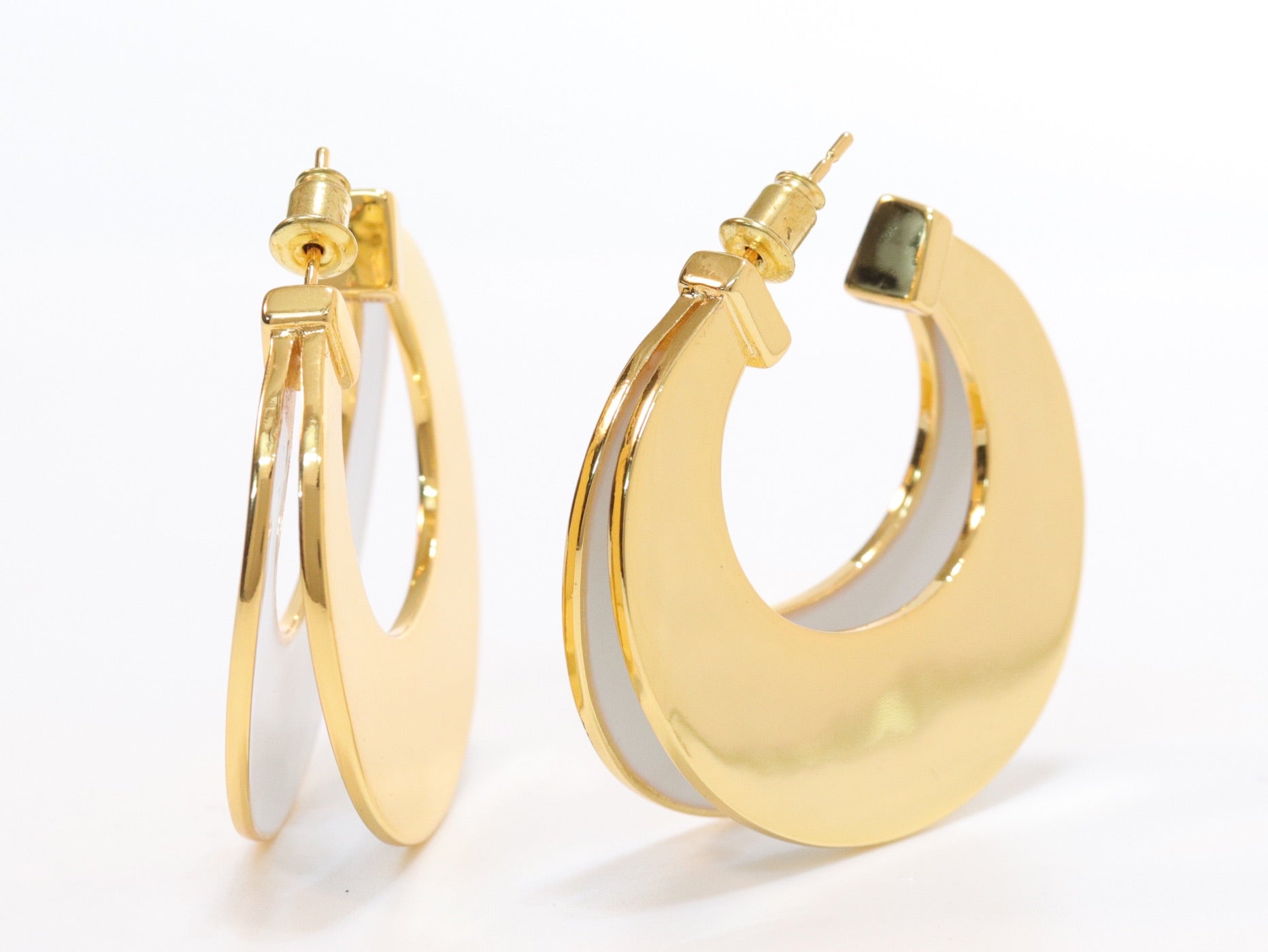 The Double Hoops - White