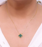 Sleek Malachite gold clover chain
