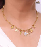Alphabet L and V gold plated chain with charms