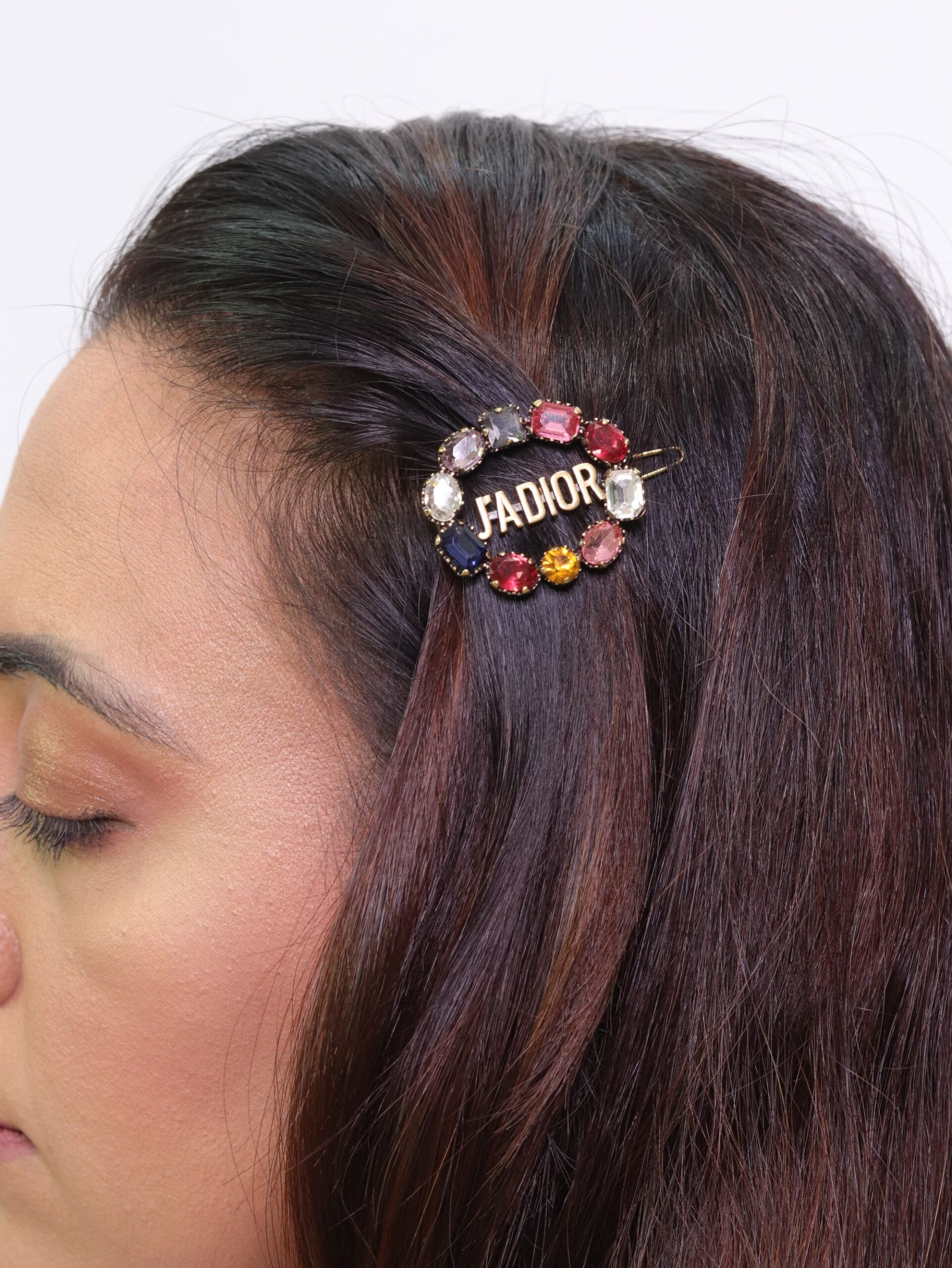 Golden Alphabet Hair Pin with multi-coloured stones