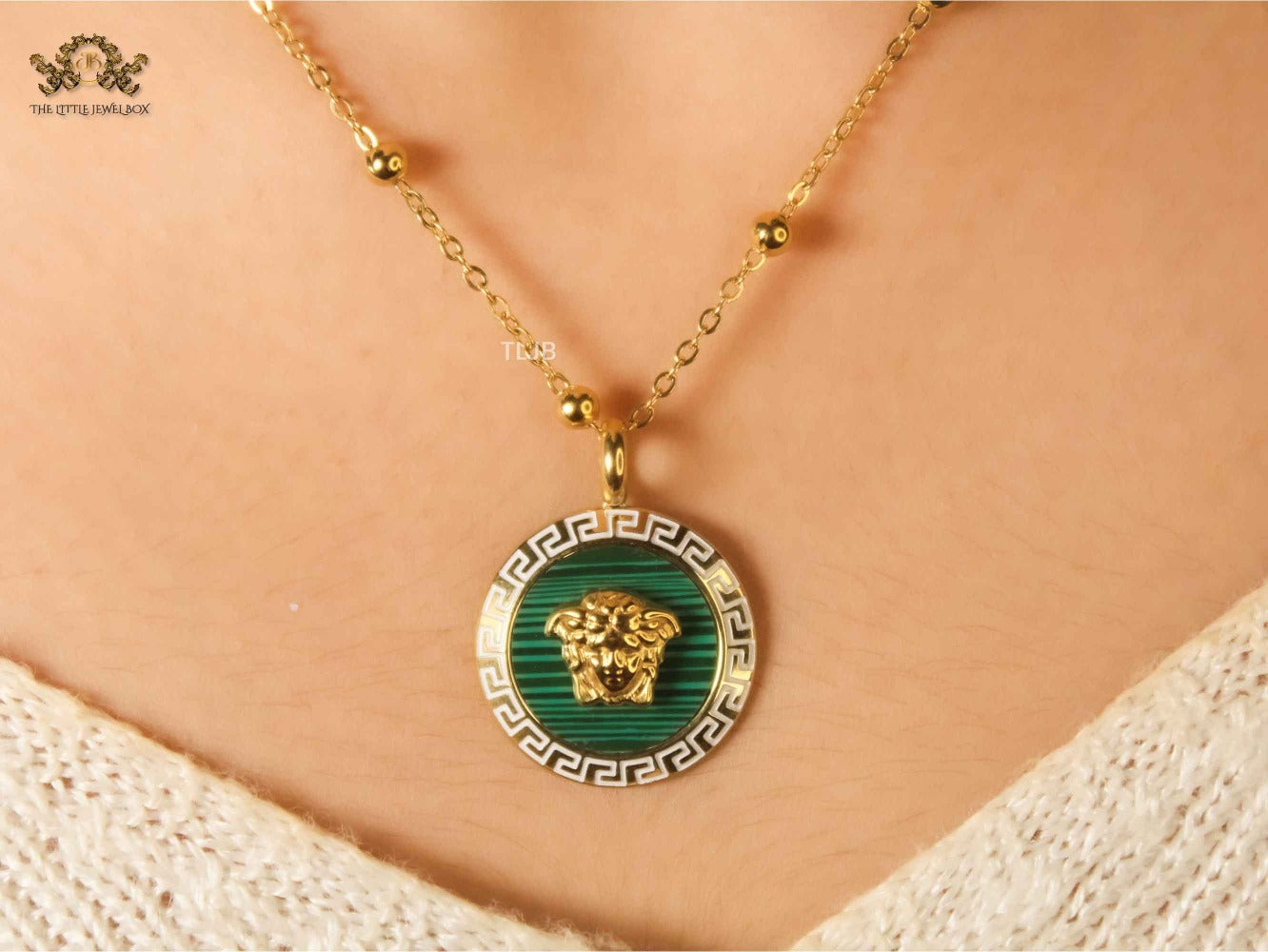 Medusa necklace Green Malachite