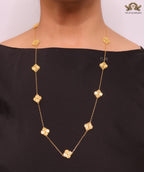 Gold clover necklace and earrings set