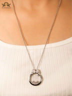 Platinum bow ringed happy diamond necklace CHPRD