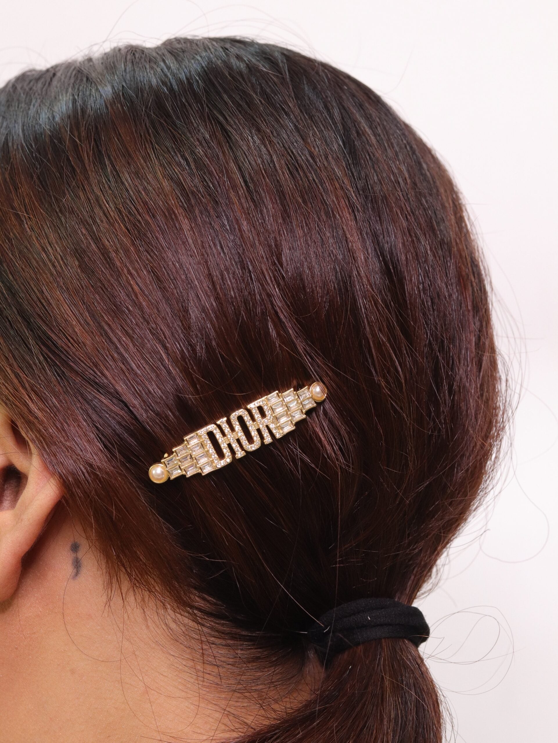 Gold-Plated Hair Pin with Silver crystals and studs