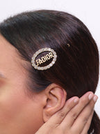 Gold-plated Hair Pin with Silver Studs