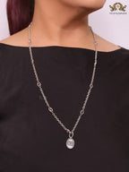 Oxidised silver double G pendant