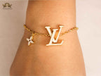 alphabet LV sleek flower white bracelet