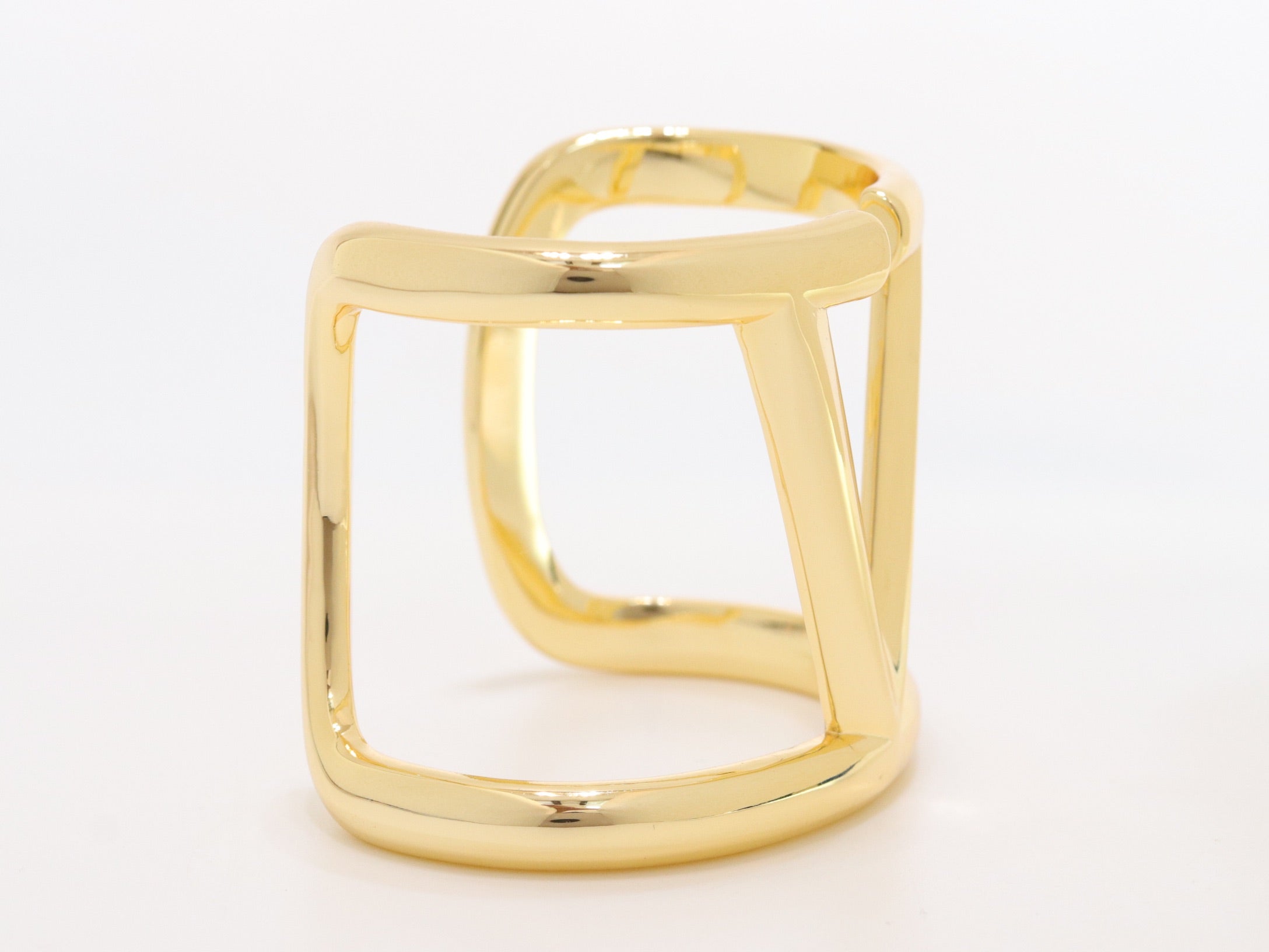 Alphabet V gold plated open bracelet