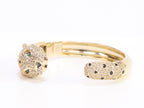 Panther cz gold bracelet with emerald green stones