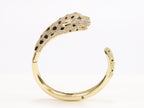 Panther cz gold bracelet with emerald green stones