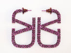 Alphabet V purple cz rectagular hoops 45 mm