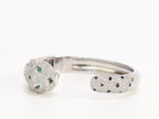 Panther cz platinum bracelet with emerald green stones