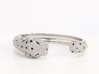 Panther cz platinum bracelet with emerald green stones