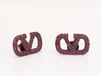 Alphabet V purple cz studs