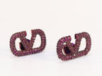 Alphabet V purple cz studs