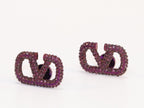 Alphabet V purple cz studs
