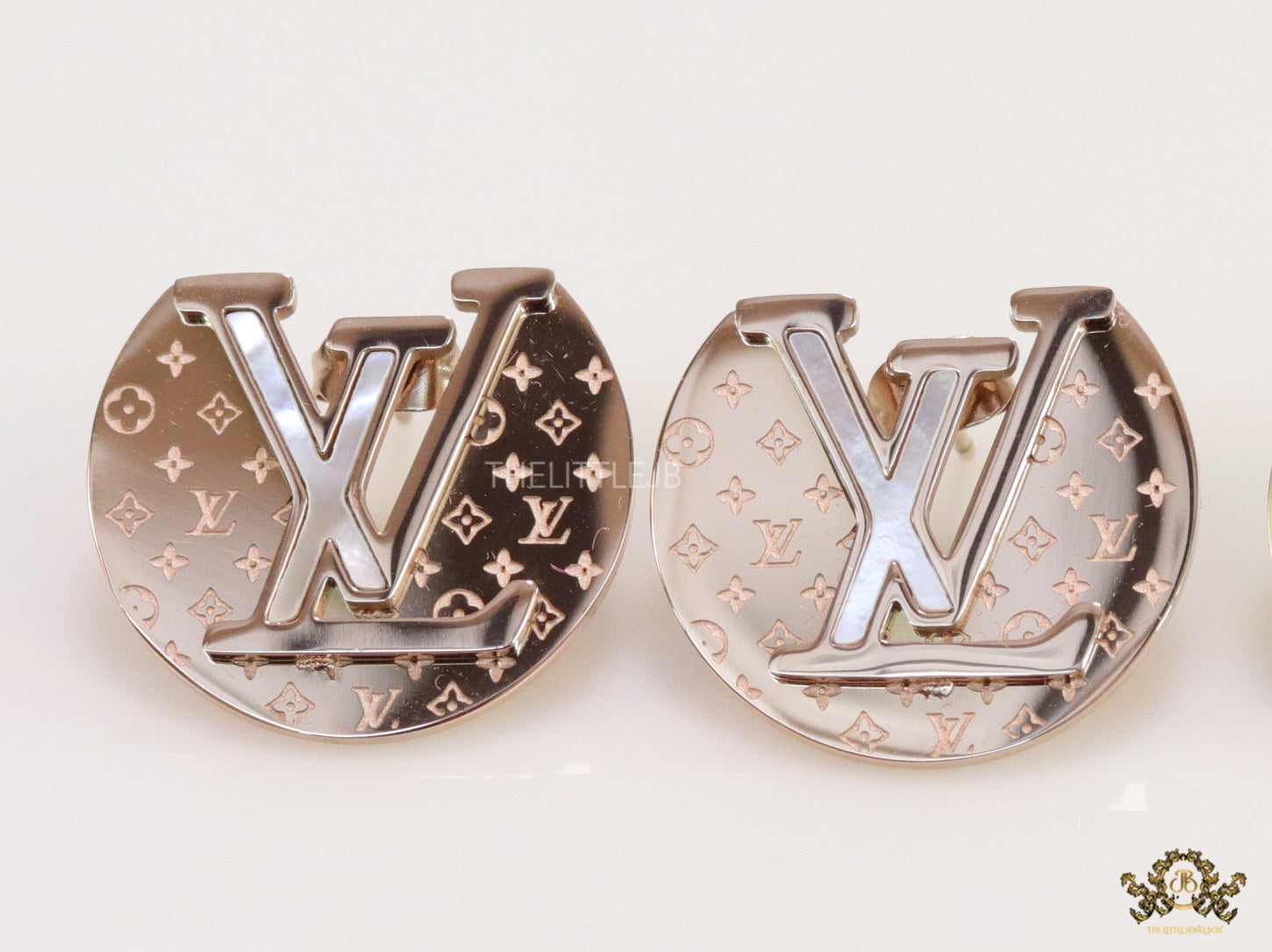 Rose gold plated stud earrings with alphabet motifs