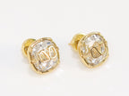 Alphabet V silver white cz studs