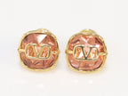 Alphabet V copper pink cz studs