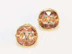 Alphabet V copper pink cz studs