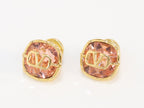 Alphabet V copper pink cz studs