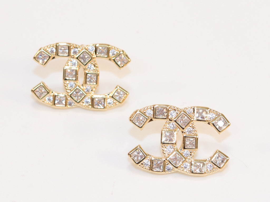 Double C gold studs