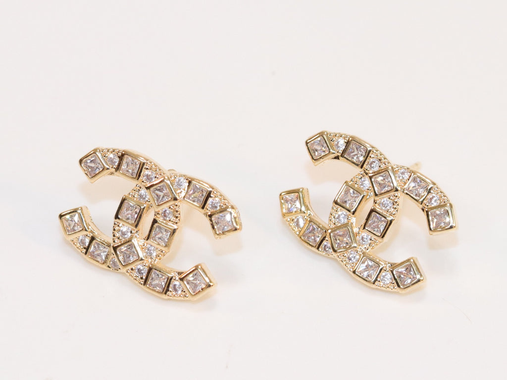 Double C gold studs