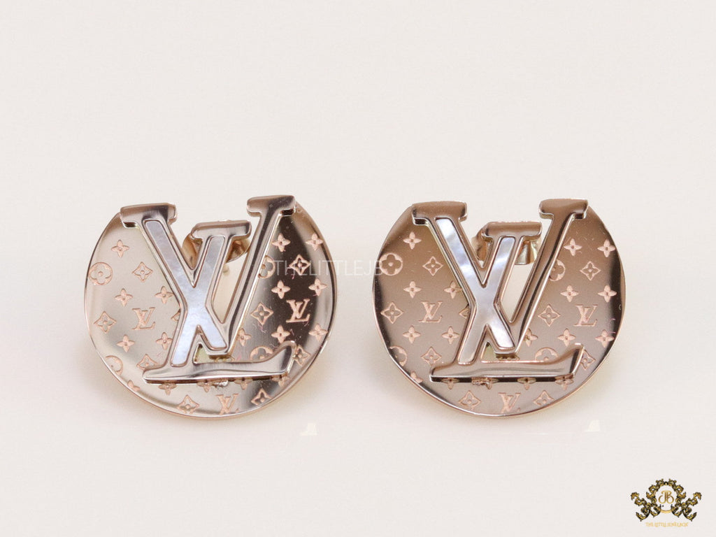 Rose gold plated stud earrings with alphabet motifs