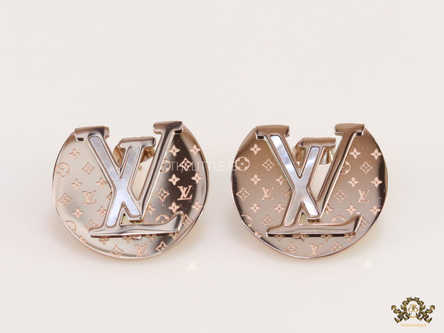 Rose gold plated stud earrings with alphabet motifs
