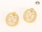 Alphabet V round CZ studs