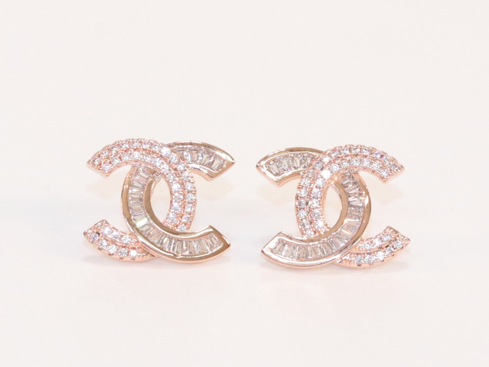 Double C half n half studs Gold