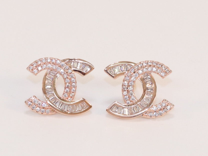 Double C half n half studs Gold