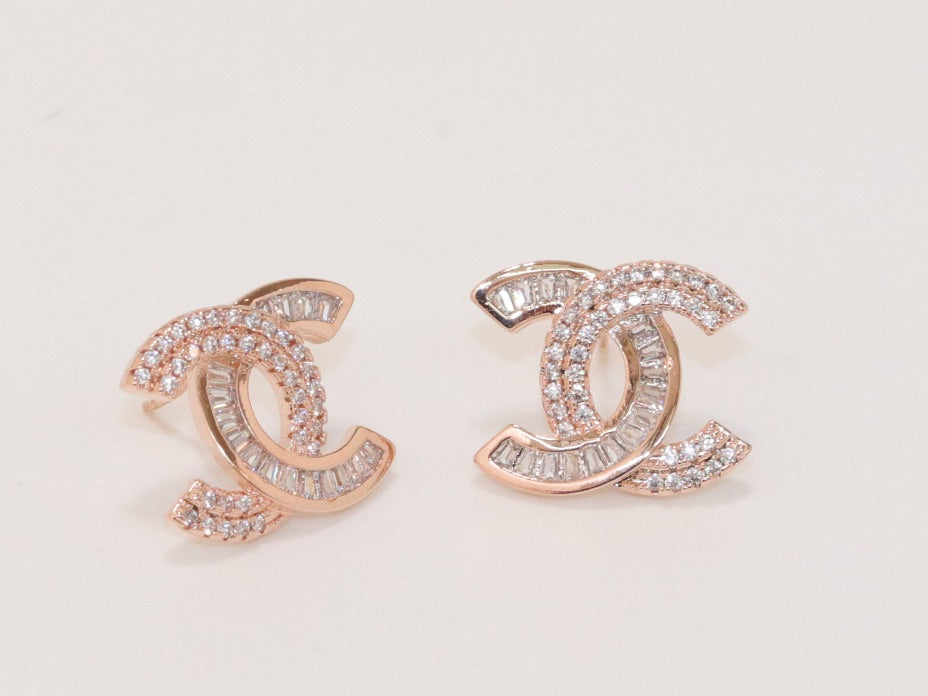 Double C half n half studs Gold